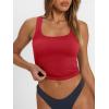 image:imageTrendy Queen Womens Summer Square Neck Tank Tops Workout Cropped Ribbed Summer Camisole Sleeveless Clothes 2026Red