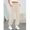 image:imageTrendy Queen Womens Sweatpants High Waisted Winter Baggy Lounge Pants Fall Active Fleece Comfy Joggers 2026Beige