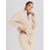 image:imageTrendy Queen Womens Sweatsuits 2 Piece Outfits Fall Lounge Sweat Sets Half Zip Sweatshirts with Baggy SweatpantsApricot