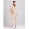image:imageTrendy Queen Womens Sweatsuits 2 Piece Outfits Fall Lounge Sweat Sets Half Zip Sweatshirts with Baggy SweatpantsApricot