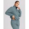 image:imageTrendy Queen Womens Sweatsuits 2 Piece Outfits Fall Lounge Sweat Sets Half Zip Sweatshirts with Baggy SweatpantsBluegreen