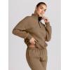image:imageTrendy Queen Womens Sweatsuits 2 Piece Outfits Fall Lounge Sweat Sets Half Zip Sweatshirts with Baggy SweatpantsCoffee