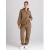 image:imageTrendy Queen Womens Sweatsuits 2 Piece Outfits Fall Lounge Sweat Sets Half Zip Sweatshirts with Baggy SweatpantsCoffee