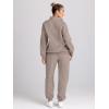 image:imageTrendy Queen Womens Sweatsuits 2 Piece Outfits Fall Lounge Sweat Sets Half Zip Sweatshirts with Baggy SweatpantsCoffeegrey
