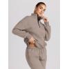image:imageTrendy Queen Womens Sweatsuits 2 Piece Outfits Fall Lounge Sweat Sets Half Zip Sweatshirts with Baggy SweatpantsCoffeegrey