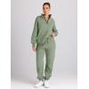 image:imageTrendy Queen Womens Sweatsuits 2 Piece Outfits Fall Lounge Sweat Sets Half Zip Sweatshirts with Baggy SweatpantsGreen