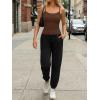 image:imageTrendy Queen Womens Tank Tops Camisole Sleeveless Tops Adjustable Spaghetti Straps Basic Going Out Slim Fitted ClothesChocolate