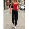 image:imageTrendy Queen Womens Tank Tops Camisole Sleeveless Tops Adjustable Spaghetti Straps Basic Going Out Slim Fitted ClothesRed