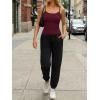 image:imageTrendy Queen Womens Tank Tops Camisole Sleeveless Tops Adjustable Spaghetti Straps Basic Going Out Slim Fitted ClothesWine Red