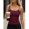 image:imageTrendy Queen Womens Tank Tops Camisole Sleeveless Tops Adjustable Spaghetti Straps Basic Going Out Slim Fitted ClothesWine Red