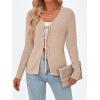 image:imageTrendy Queen Womens Tie Front Tops Fall Cardigan Sweaters 2026 Fashion Crochet Crop Winter Clothes Cute Y2K Casual OutfitsApricot