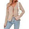 image:imageTrendy Queen Womens Tie Front Tops Fall Cardigan Sweaters 2026 Fashion Crochet Crop Winter Clothes Cute Y2K Casual OutfitsApricot