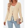 image:imageTrendy Queen Womens Tie Front Tops Fall Cardigan Sweaters 2026 Fashion Crochet Crop Winter Clothes Cute Y2K Casual OutfitsCream
