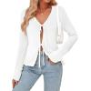 image:imageTrendy Queen Womens Tie Front Tops Fall Cardigan Sweaters 2026 Fashion Crochet Crop Winter Clothes Cute Y2K Casual OutfitsWhite