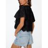 image:imageTrendy Queen Womens Tie Front Tops Summer Beach Vacation 2026 Fashion Outfits Loose Fit Blouses Eyelet Embroidered ClothesBlack