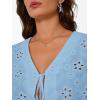 image:imageTrendy Queen Womens Tie Front Tops Summer Beach Vacation 2026 Fashion Outfits Loose Fit Blouses Eyelet Embroidered ClothesLightblue