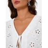 image:imageTrendy Queen Womens Tie Front Tops Summer Beach Vacation 2026 Fashion Outfits Loose Fit Blouses Eyelet Embroidered ClothesWhite