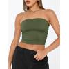 image:imageTrendy Queen Womens Tube Tops Strapless Crop Tops Basic Backless Sleeveless Going Out 2026 Spring Outfits Summer ClothesArmy Green