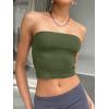image:imageTrendy Queen Womens Tube Tops Strapless Crop Tops Basic Backless Sleeveless Going Out 2026 Spring Outfits Summer ClothesArmy Green