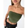 image:imageTrendy Queen Womens Tube Tops Strapless Crop Tops Basic Backless Sleeveless Going Out 2026 Spring Outfits Summer ClothesArmy Green