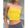 image:imageTrendy Queen Womens Tube Tops Strapless Crop Tops Basic Backless Sleeveless Going Out 2026 Spring Outfits Summer ClothesBright Yellow