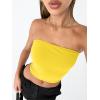 image:imageTrendy Queen Womens Tube Tops Strapless Crop Tops Basic Backless Sleeveless Going Out 2026 Spring Outfits Summer ClothesBright Yellow