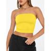 image:imageTrendy Queen Womens Tube Tops Strapless Crop Tops Basic Backless Sleeveless Going Out 2026 Spring Outfits Summer ClothesBright Yellow