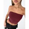 image:imageTrendy Queen Womens Tube Tops Strapless Crop Tops Basic Backless Sleeveless Going Out 2026 Spring Outfits Summer ClothesBurgundy