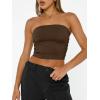 image:imageTrendy Queen Womens Tube Tops Strapless Crop Tops Basic Backless Sleeveless Going Out 2026 Spring Outfits Summer ClothesChocolate
