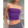 image:imageTrendy Queen Womens Tube Tops Strapless Crop Tops Basic Backless Sleeveless Going Out 2026 Spring Outfits Summer ClothesDark Purple