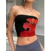 image:imageTrendy Queen Womens Tube Tops Strapless Crop Tops Basic Backless Sleeveless Going Out 2026 Spring Outfits Summer ClothesFloralred