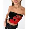 image:imageTrendy Queen Womens Tube Tops Strapless Crop Tops Basic Backless Sleeveless Going Out 2026 Spring Outfits Summer ClothesFloralred