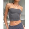 image:imageTrendy Queen Womens Tube Tops Strapless Crop Tops Basic Backless Sleeveless Going Out 2026 Spring Outfits Summer ClothesGray