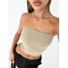 image:imageTrendy Queen Womens Tube Tops Strapless Crop Tops Basic Backless Sleeveless Going Out 2026 Spring Outfits Summer ClothesKhaki