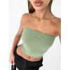 image:imageTrendy Queen Womens Tube Tops Strapless Crop Tops Basic Backless Sleeveless Going Out 2026 Spring Outfits Summer ClothesLight Green