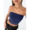 image:imageTrendy Queen Womens Tube Tops Strapless Crop Tops Basic Backless Sleeveless Going Out 2026 Spring Outfits Summer ClothesNavy Blue