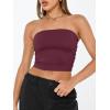 image:imageTrendy Queen Womens Tube Tops Strapless Crop Tops Basic Backless Sleeveless Going Out 2026 Spring Outfits Summer ClothesWine Red