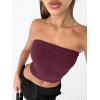 image:imageTrendy Queen Womens Tube Tops Strapless Crop Tops Basic Backless Sleeveless Going Out 2026 Spring Outfits Summer ClothesWine Red