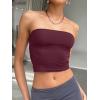 image:imageTrendy Queen Womens Tube Tops Strapless Crop Tops Basic Backless Sleeveless Going Out 2026 Spring Outfits Summer ClothesWine Red
