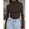 image:imageTrendy Queen Womens Turtleneck Long Sleeve Shirts Spring Fashion Basic Thermal Underwear Tops Winter Clothes 2026Coffee