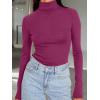 image:imageTrendy Queen Womens Turtleneck Long Sleeve Shirts Spring Fashion Basic Thermal Underwear Tops Winter Clothes 2026Fuchsia