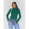 image:imageTrendy Queen Womens Turtleneck Long Sleeve Shirts Spring Fashion Basic Thermal Underwear Tops Winter Clothes 2026Green