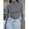 image:imageTrendy Queen Womens Turtleneck Long Sleeve Shirts Spring Fashion Basic Thermal Underwear Tops Winter Clothes 2026Grey