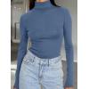 image:imageTrendy Queen Womens Turtleneck Long Sleeve Shirts Spring Fashion Basic Thermal Underwear Tops Winter Clothes 2026Haze Blue