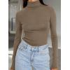 image:imageTrendy Queen Womens Turtleneck Long Sleeve Shirts Spring Fashion Basic Thermal Underwear Tops Winter Clothes 2026Light Brown