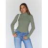 image:imageTrendy Queen Womens Turtleneck Long Sleeve Shirts Spring Fashion Basic Thermal Underwear Tops Winter Clothes 2026Light Green