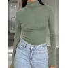 image:imageTrendy Queen Womens Turtleneck Long Sleeve Shirts Spring Fashion Basic Thermal Underwear Tops Winter Clothes 2026Light Green