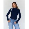 image:imageTrendy Queen Womens Turtleneck Long Sleeve Shirts Spring Fashion Basic Thermal Underwear Tops Winter Clothes 2026Navy