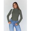 image:imageTrendy Queen Womens Turtleneck Long Sleeve Shirts Spring Fashion Basic Thermal Underwear Tops Winter Clothes 2026Olive