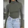 image:imageTrendy Queen Womens Turtleneck Long Sleeve Shirts Spring Fashion Basic Thermal Underwear Tops Winter Clothes 2026Olive